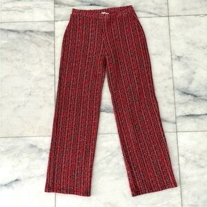 Zara Pants Red Black Tweed Trouser Wide Leg Pull On Women XS Career Party Formal